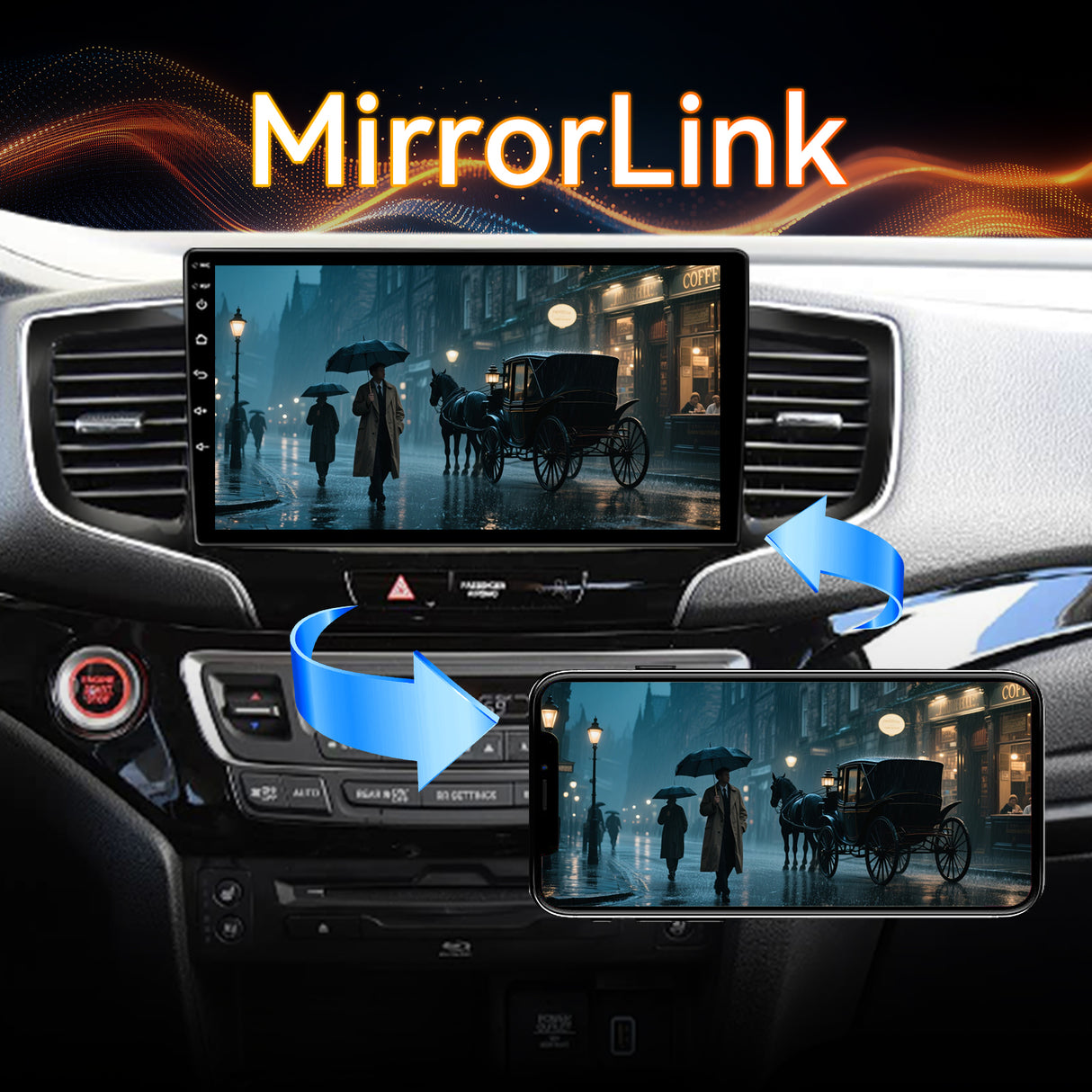 Car Stereo for Honda Pilot 2016-2019 Radio Update 10" Touchscreen Head Unit Carplay & Android Auto 4-Core 2GB+64GB for Wireless CarPlay&Android Auto, GPS Navigation, FM Radio, WiFi, Bluetooth, Reverse Camera, SWC, Wireless Sync, Engineer Help