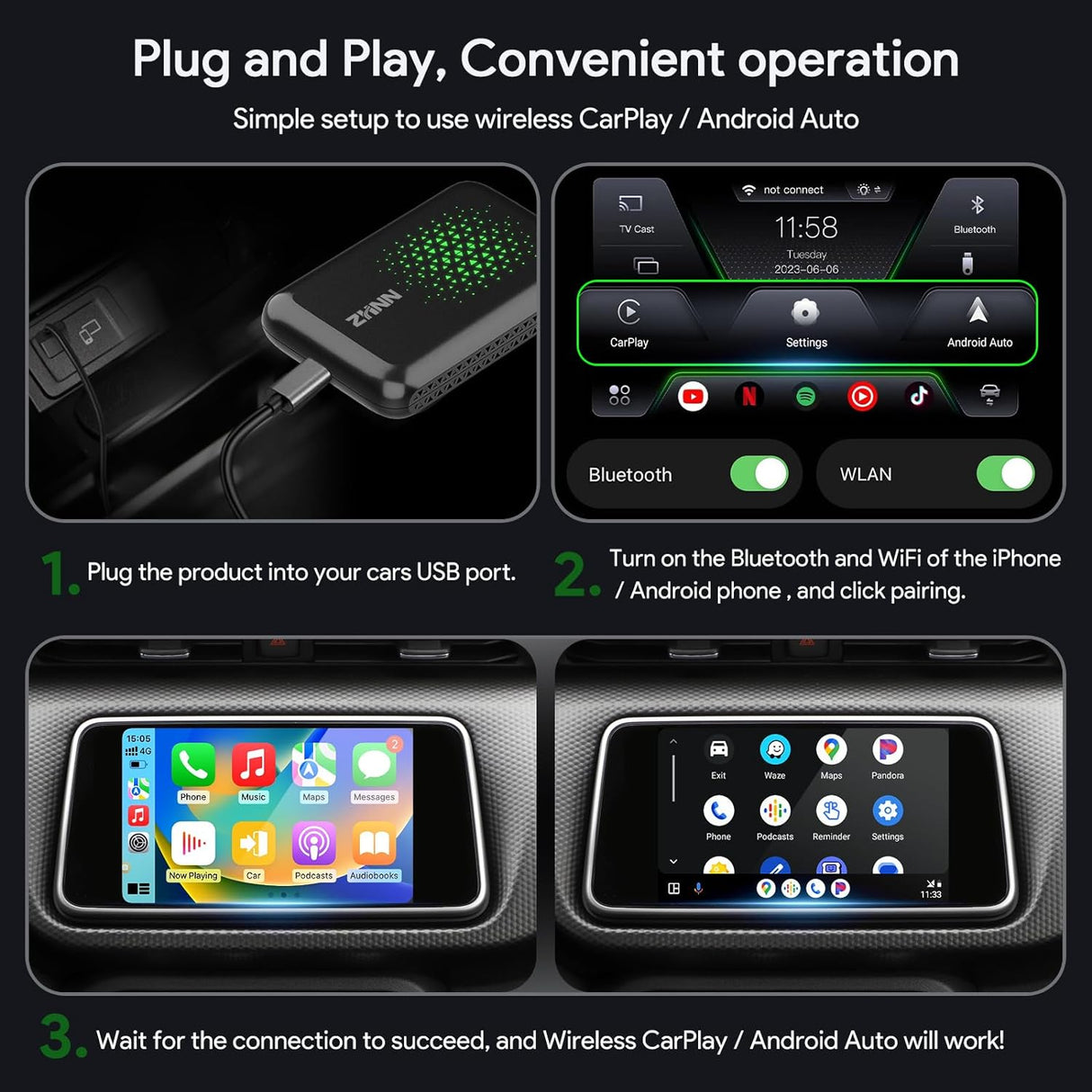ZHNN Car Box A1 for OEM Wired CarPlay Car Radio