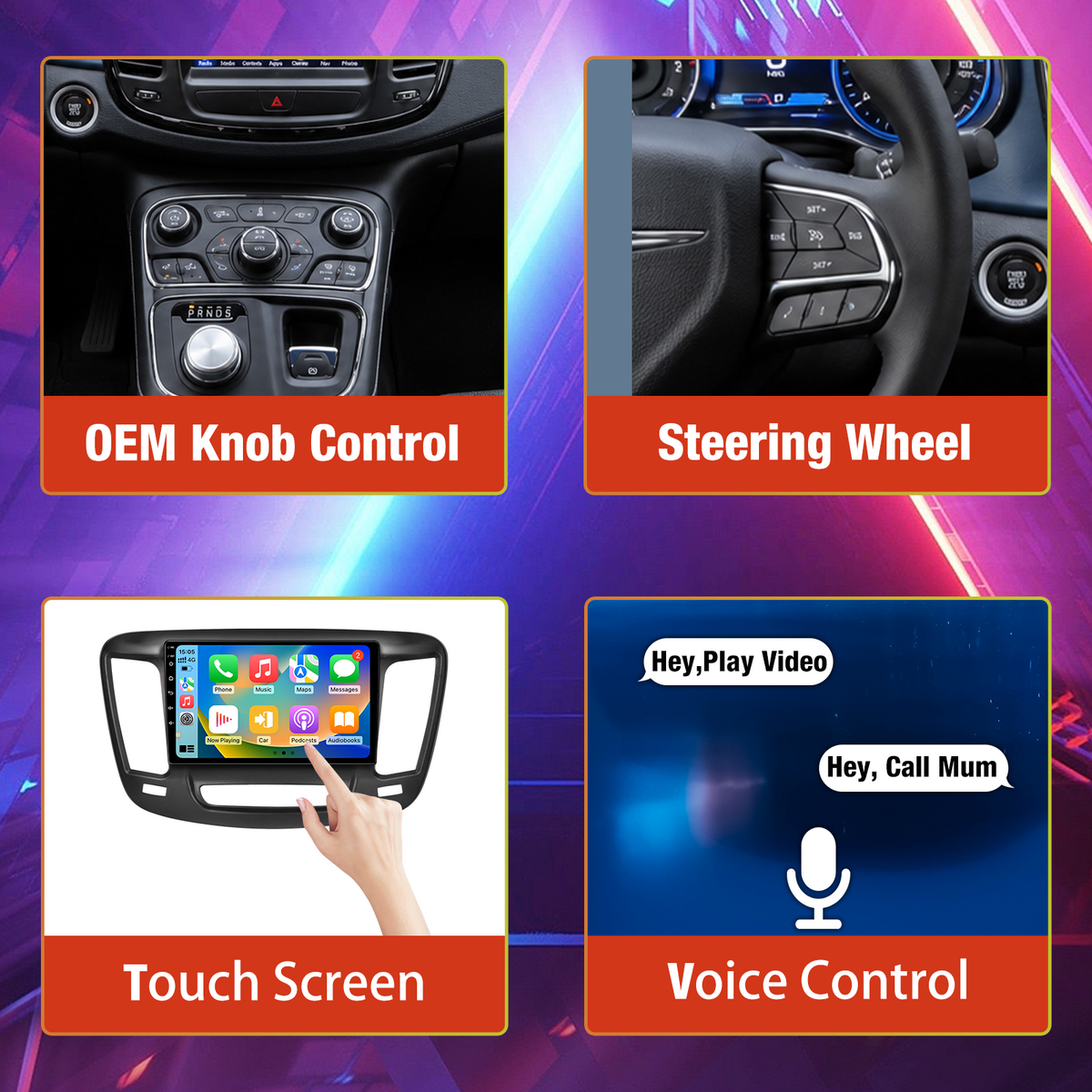 Android 13 Car Radio for Chrysler 200 200C 200S 2015-2019, Wireless Apple CarPlay & Android Auto, GPS Navigation, WiFi Connectivity, Includes 1080P Rear View Backup Camera