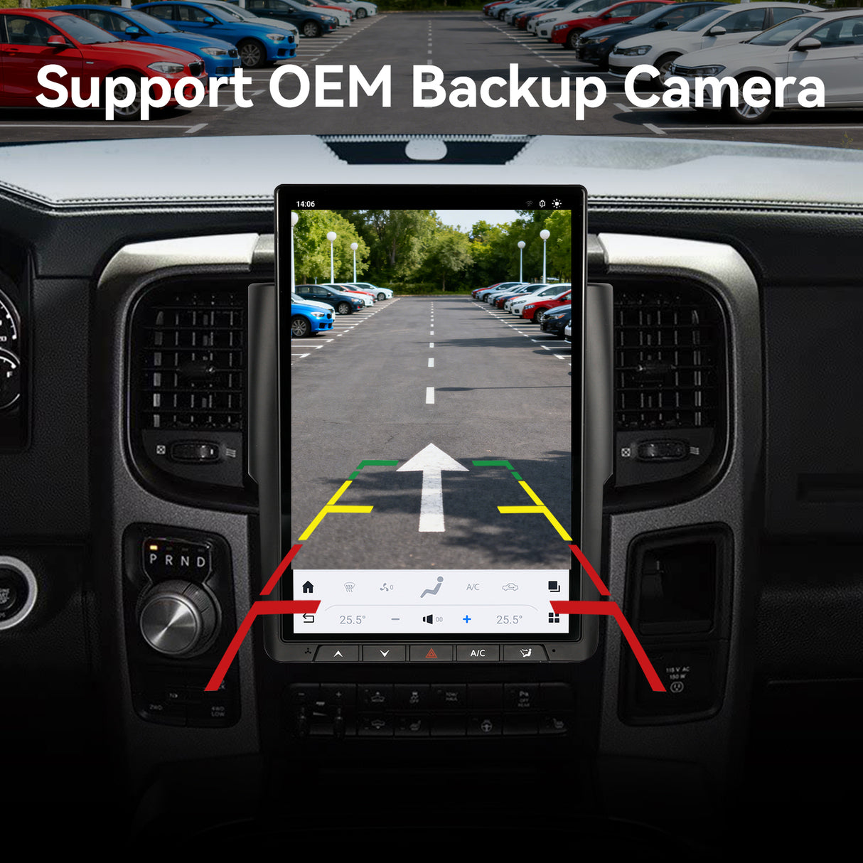 14.4 inch Car Stereo Radio 8-Core Qualcomm CPU, Android Auto Wireless Carplay for Dodge RAM 1500 2500 3500 2013-2018 Tesla Style Touch Screen Bluetooth WiFi GPS DSP AM FM Head Unit