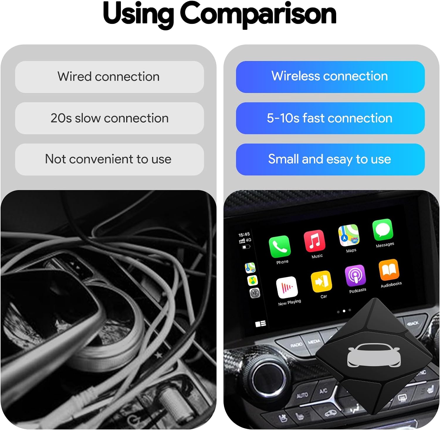 Wireless CarPlay Adapter for Car with OEM Wired CarPlay