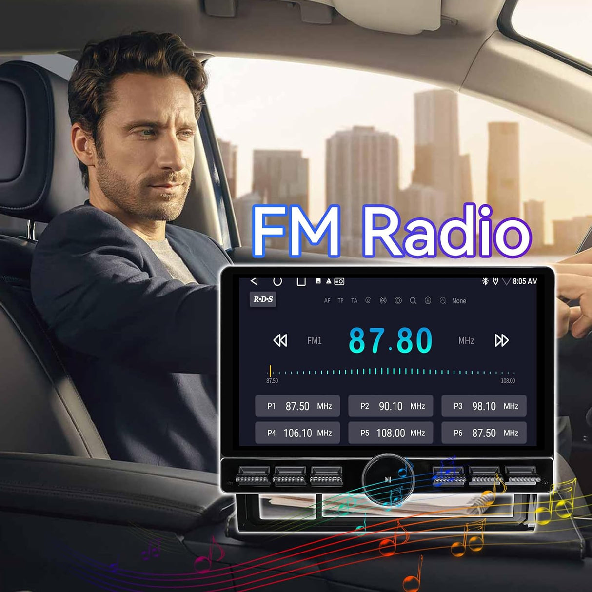 10 Inch Car Stereo Radio Compatible with Toyota Tacoma 2005-2015, Android 13 2+64G Wireless CarPlay Android Auto Car Radio Replacement with GPS/SWC/Backup Camera