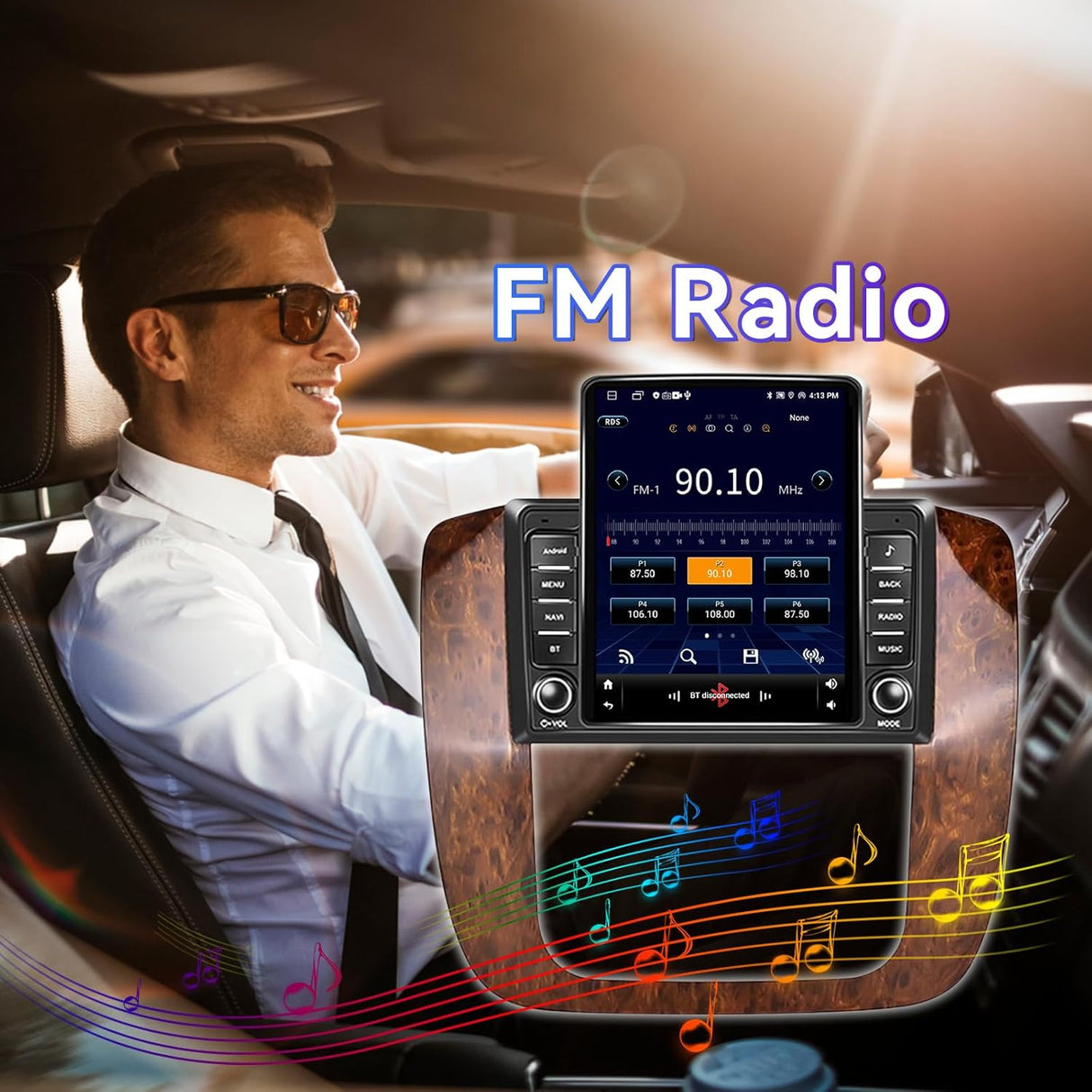 9.7 inch Car Radio Compatible with Chevrolet GMC 2007 2008 2009 2010 2011 2012 2013 2014, 2+64G Android 13 Car Stereo with Wireless CarPlay Android Auto, Bluetooth, WiFi, GPS, SWC, Backup Camera