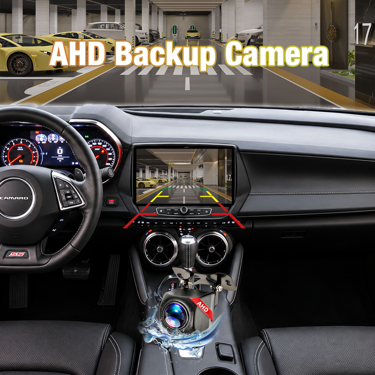 Chevrolet Camaro 2016-2019, 4GB+64GB Touchscreen Car Stereo, Wireless CarPlay & Android Auto, GPS Navigation, Bluetooth, FM Radio, Multimedia Player with AHD Backup Camera
