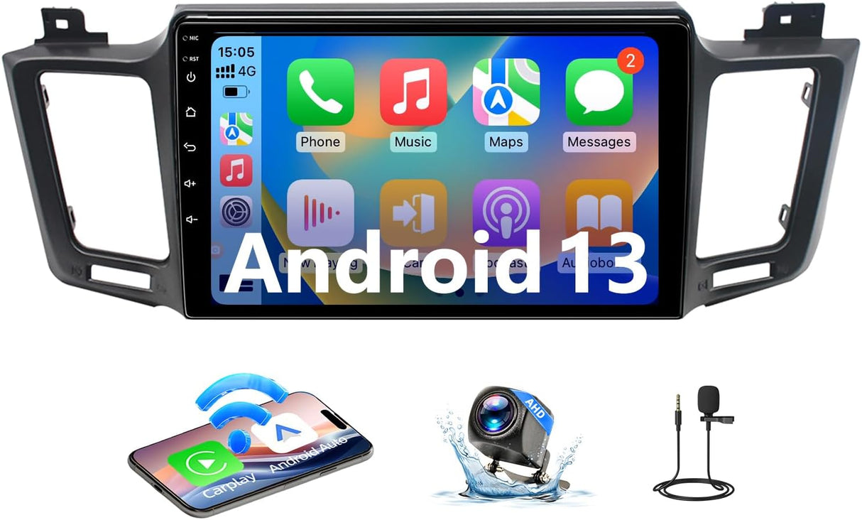 Android 13 Radio Compatible with Toyota RAV4 2013 2014 2015 2016 2017 2018, 10 Touch Screen Car Stereo Head Unit Wireless Carplay/Android Auto Mirror Link Backup Camera