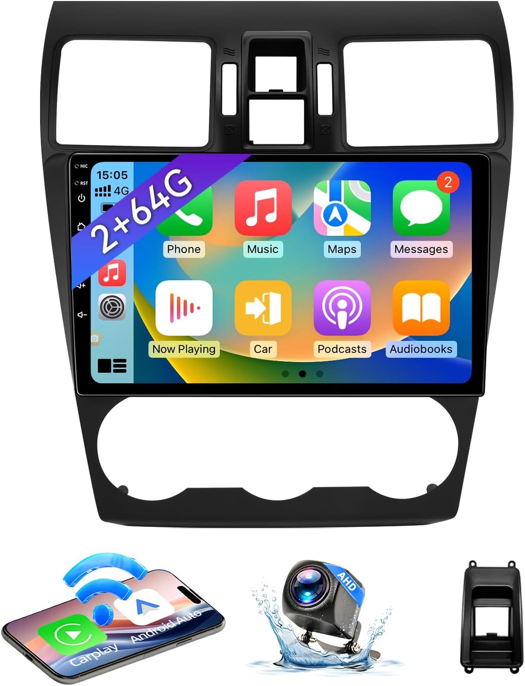 Android 13 Car Radio Stereo Compatible with Subaru Forester WRX Impreza 2013 2014 2015, 2+64G 9 Inch Touch Screen with Wireless CarPlay Android Auto/GPS Navigation, Mirrorlink, Backup Camera