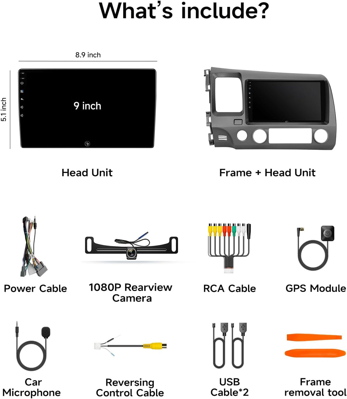 Car Radio Compatible with Honda Civic 2006 2007 2008 2009 2010 2011,Car Stereo Android 13 Touch Screen Wireless CarPlay&Android Auto