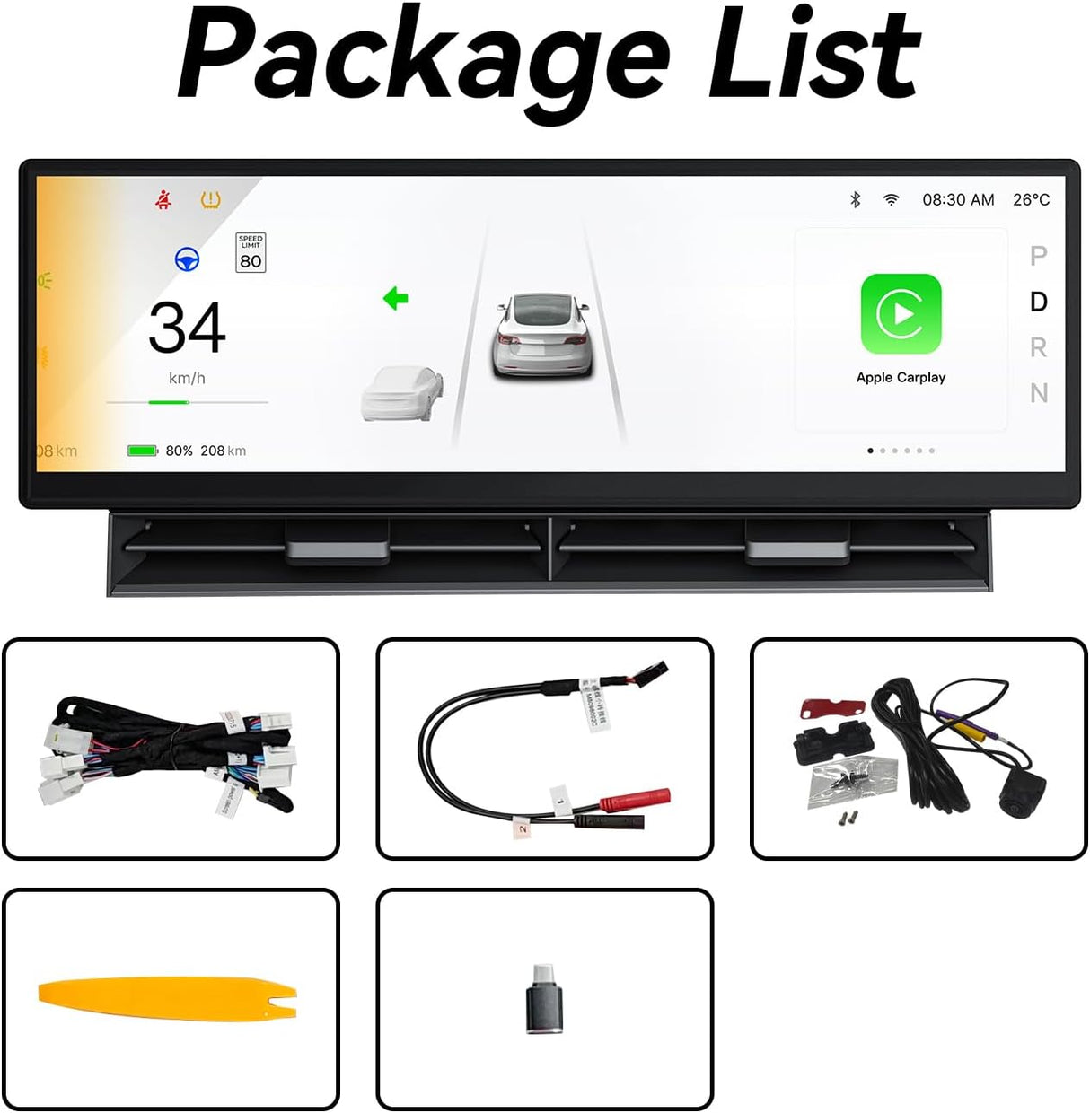 Head Up Display for Tesla Model 3 2017-2023 Model Y 2019-2024 with Wireless CarPlay/Android Auto/Camera/Air Vent