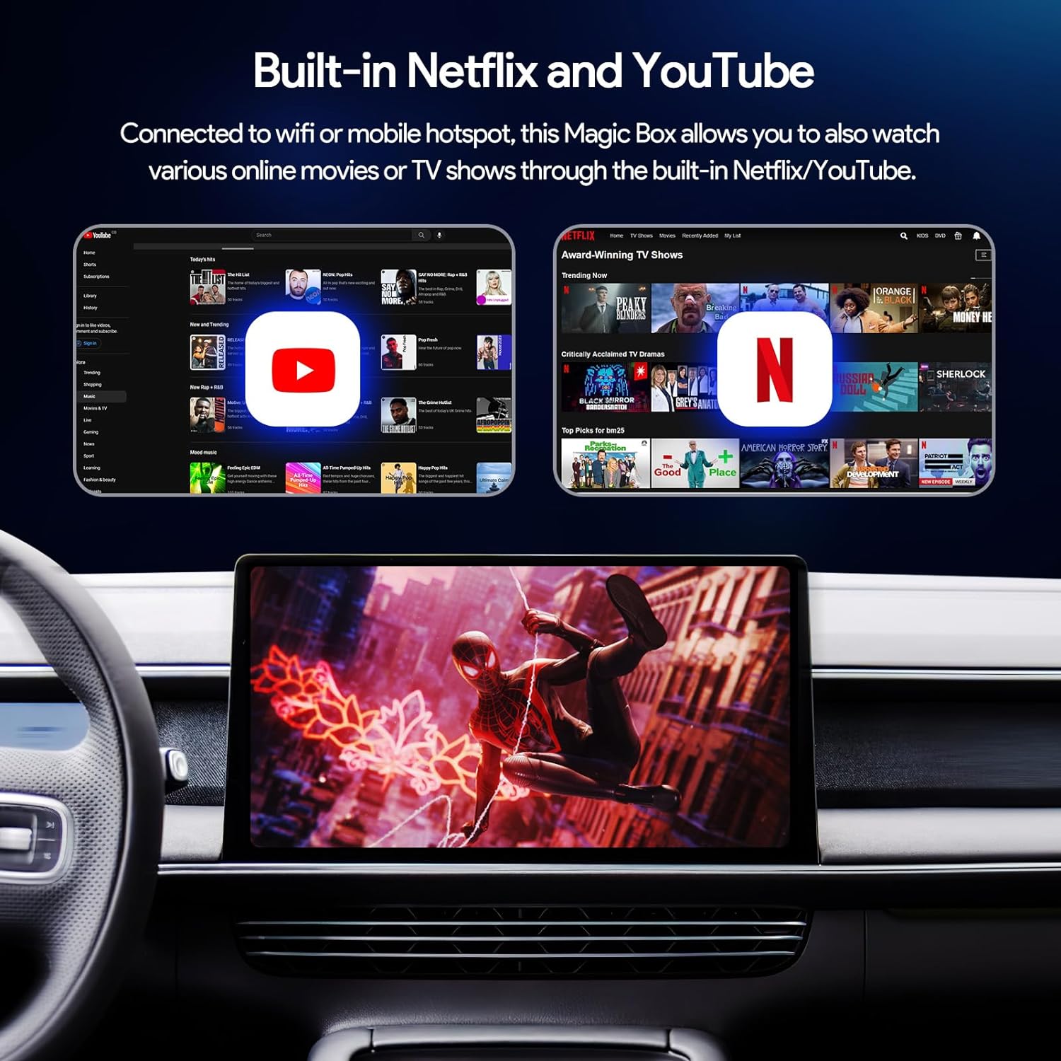 ZHNN CarPlay AI Box Y1 for OEM Wired CarPlay/Android Auto Car Radio