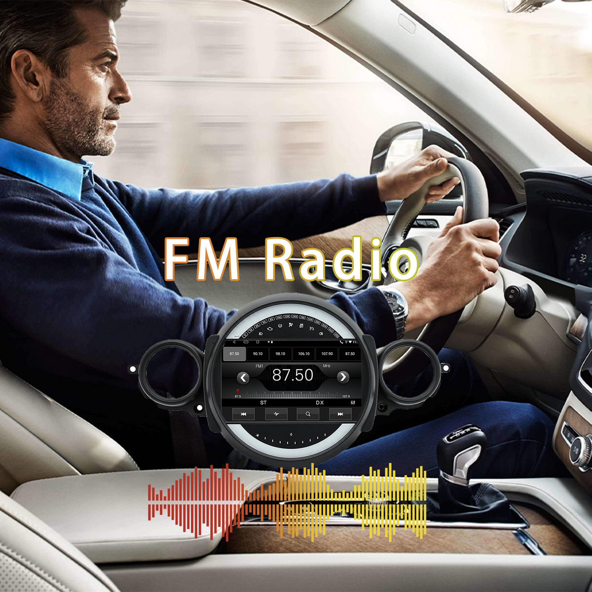 Car Radio for BMW Mini Cooper 2007-2014, 4GB+64GB Android Car Stereo, Wireless CarPlay & Android Auto, GPS Navigation, FM Radio, SWC, MirrorLink, Multimedia Player with Backup Camera