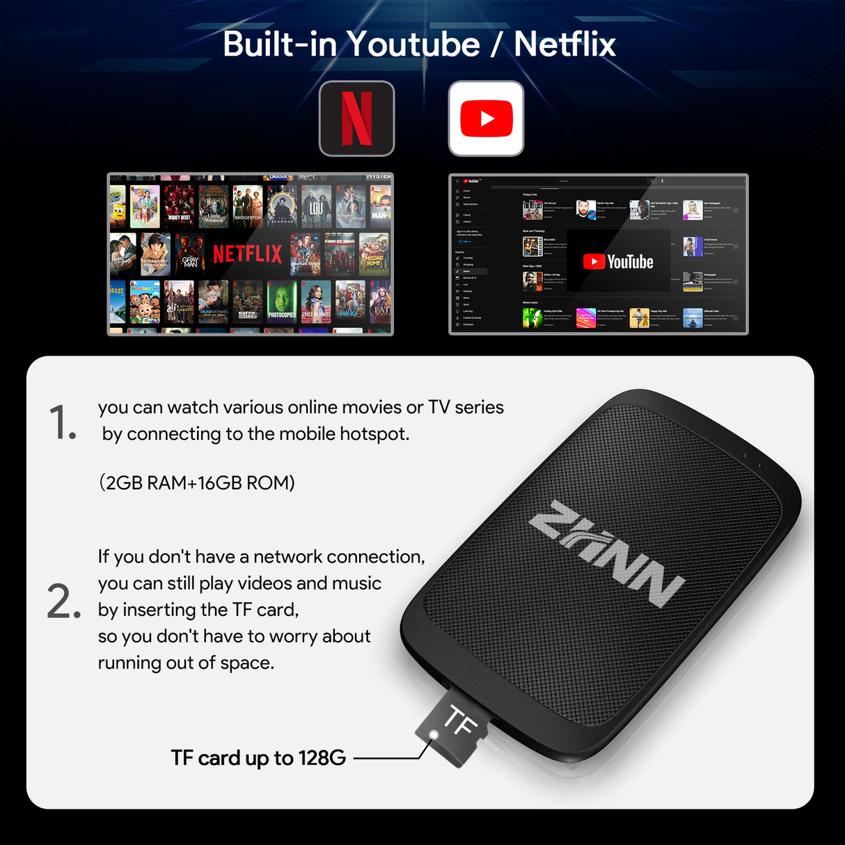 ZHNN Car Box S2 for Car with OEM Wired Carplay & Android Auto Car Radio
