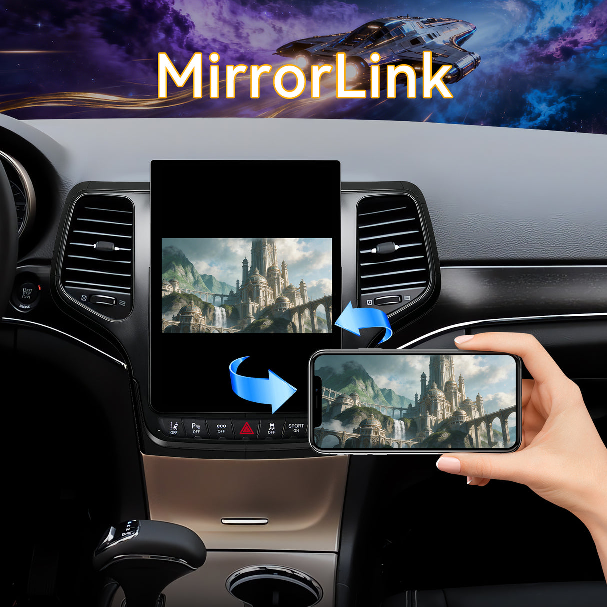 Car Stereo Radio 8-Core Qualcomm CPU, with Android Auto Wireless Carplay for Jeep Grand Cherokee 2014-2021 Upgrade 2K Touchscreen Bluetooth WiFi GPS DSP AM FM Head Unit