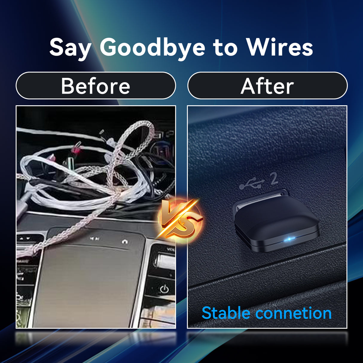 2-in-1 Wireless CarPlay Adapter / Android Auto Dongle, Compatible with iOS12+ & Android11+