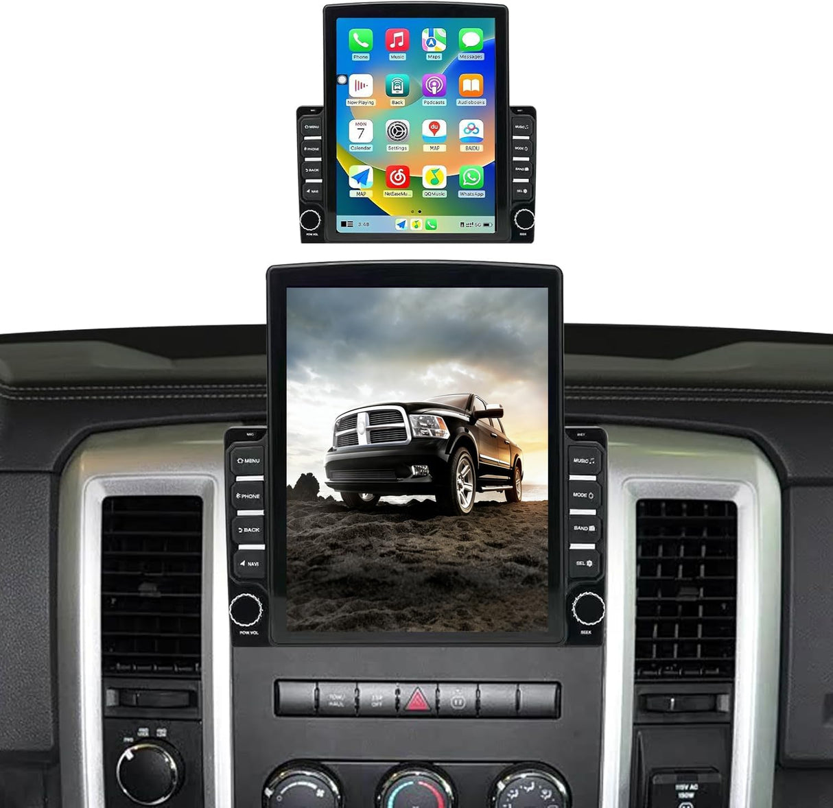 Android 14 Car Radio Stereo Compatible with Dodge RAM 1500 2500 3500 2009 2010 2011 2012, 9.7" Car Stereo with Wireless CarPlay Android Auto WiFi FM Bluetooth GPS Backup Camera Radio Upgrade 2+64G