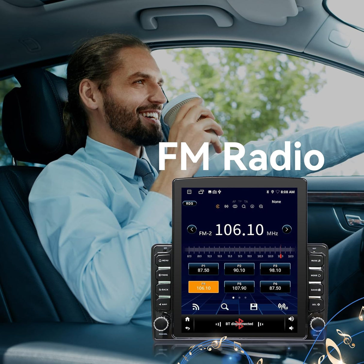 9.7" Android 14 Car Radio Stereo Compatible with Ford F150 2004 2005 2006 2007 2008 AHD Backup Camera Upgrade Wireless CarPlay & Android Auto Touch Screen GPS WiFi SWC FM Bluetooth 2+64G