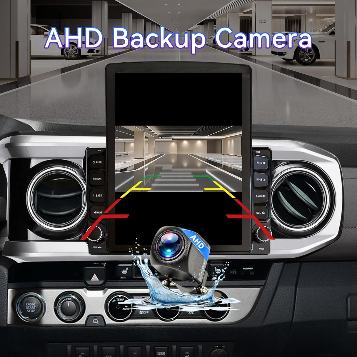 9.7 Inch Car Stereo Radio Compatible with Toyota Tacoma 2016-2022, Android 13 2+64G Wireless CarPlay Android Auto Car Radio Replacement with GPS/SWC/ 1080p Backup Camera