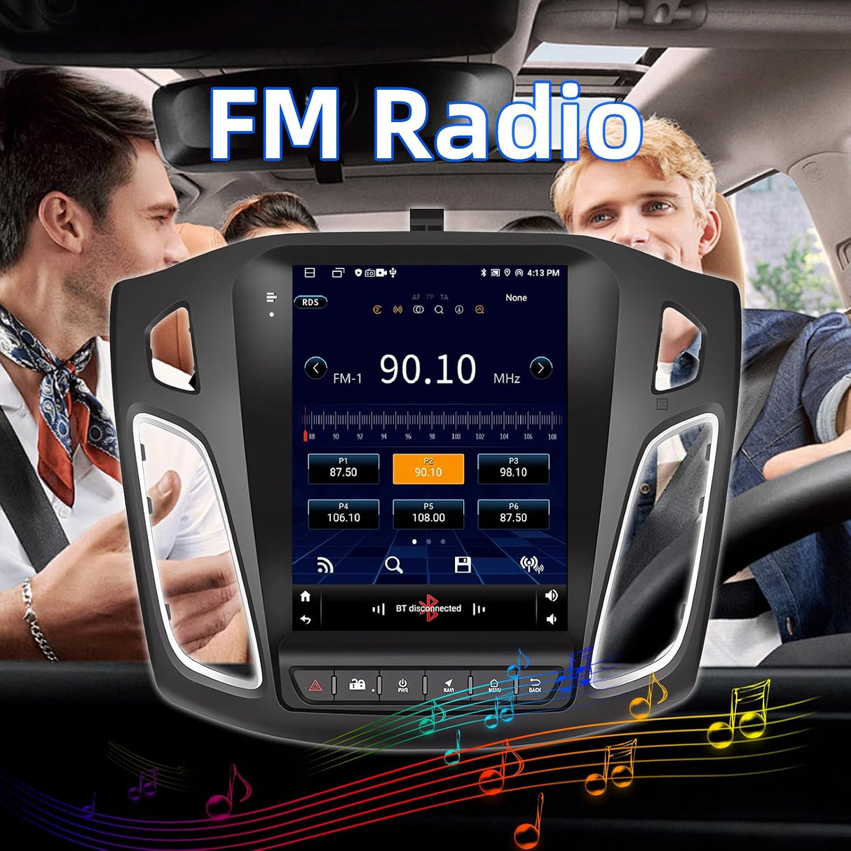 9.7 Inch Android 13 Car Radio Compatible with Ford Focus Radio 2012 2013 2014 2015 2016 2017 2018, 2+64G Car Replacement Radio with CarPlay/Android Auto，Bluetooth GPS SWC FM Backup Camera