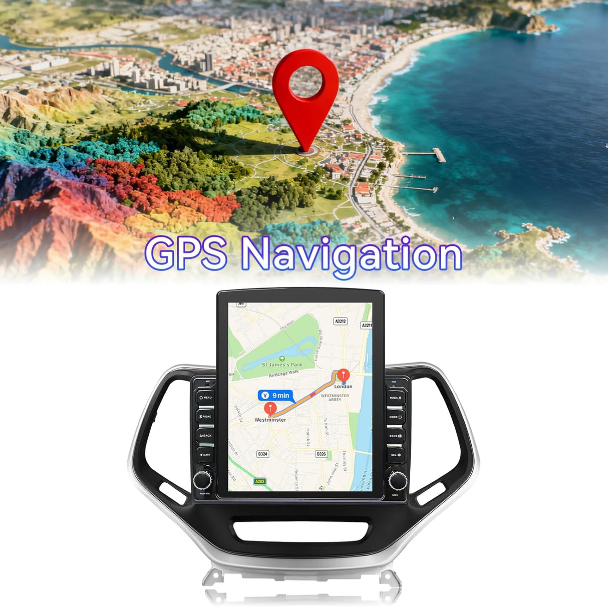 9.7 Inches Car Radio Compatible with Jeep Cherokee 2013-2018, 2+64G Car Stereo with Carplay/Android Auto/Bluetooth/SWC/FM/1080P Back-up Camera