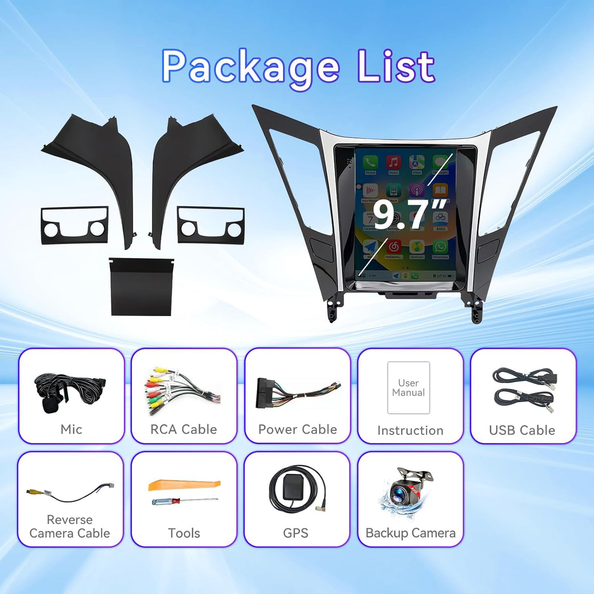 Android 13 Car Radio Stereo for Hyundai Sonata 2010-2015 with Wireless CarPlay/Android Auto/MirrorLink