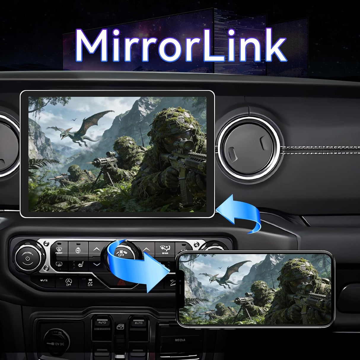 11.5 Inch Car Radio Stereo Compatible with Jeep Wrangler JL 2018-2021/Gladiator JT 2020 2021,4+64G Android Car Radio with CarPlay &Android Auto GPS Navigation SWC Backup Camera