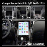 Android 15 Car Stereo Compatible with Infiniti Q50 2015 2016 2017 2018 2019 12.1" Touch Screen Wireless CarPlay & Android Auto 8+128 DSP 4G LTE 5G WiFi BT GPS Navigation Bluetooth 8Core