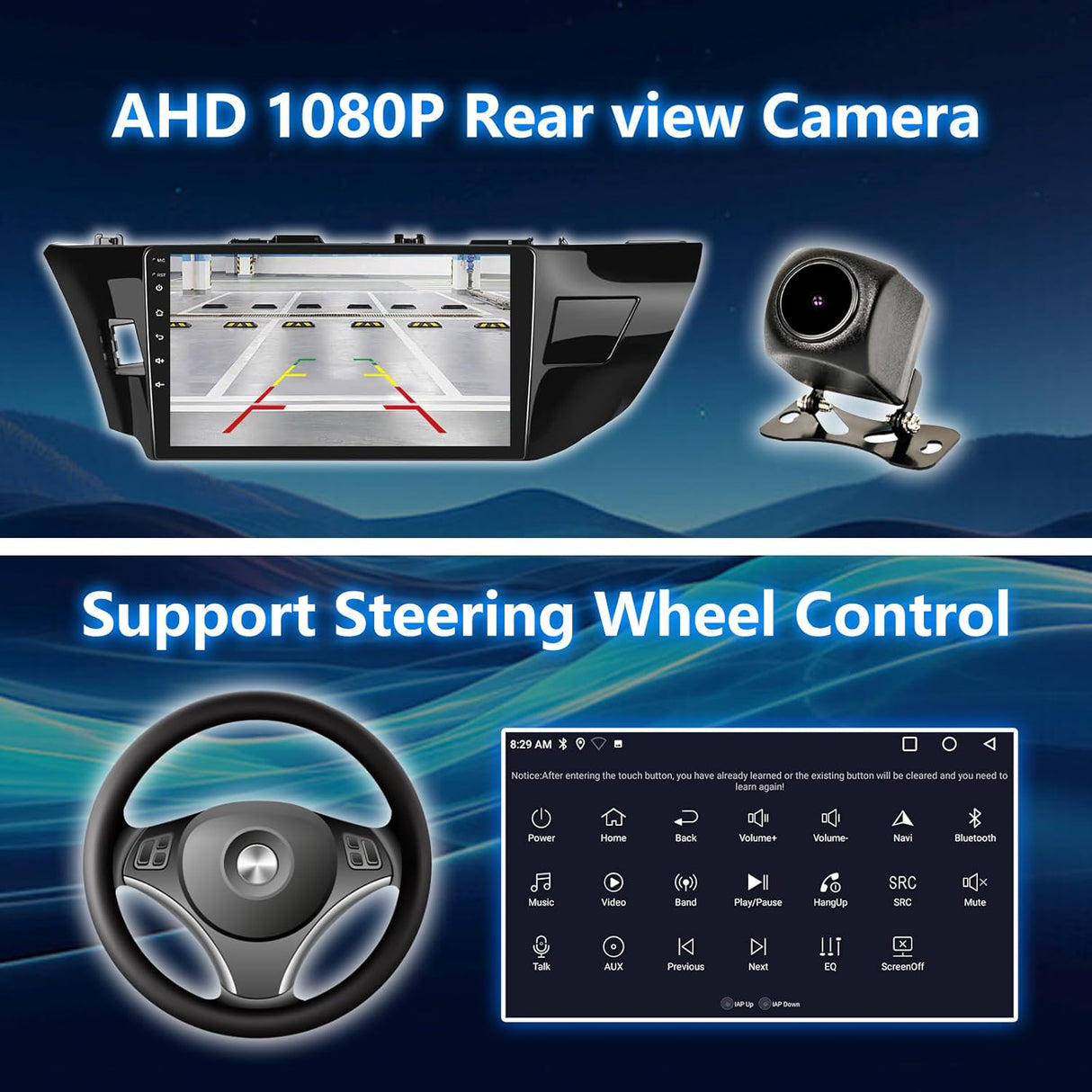 Android 13 Car Stereo Radio Head Unit Compatible with Toyota Corolla 2014 2015 2016 Wireless Carplay&Android Auto, 10 Inch Touchscreen Bluetooth Navigation,FM Radio,Mirror Link,Backup Camera