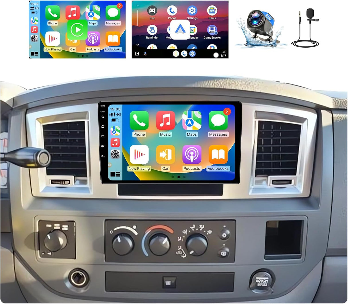 Android 13 Car Radio for Dodge Ram 1500/2500/3500 2006-2008, Chrysler 300/300C,Jeep Grand Cherokee 2005-2007, Wireless CarPlay/Android Auto