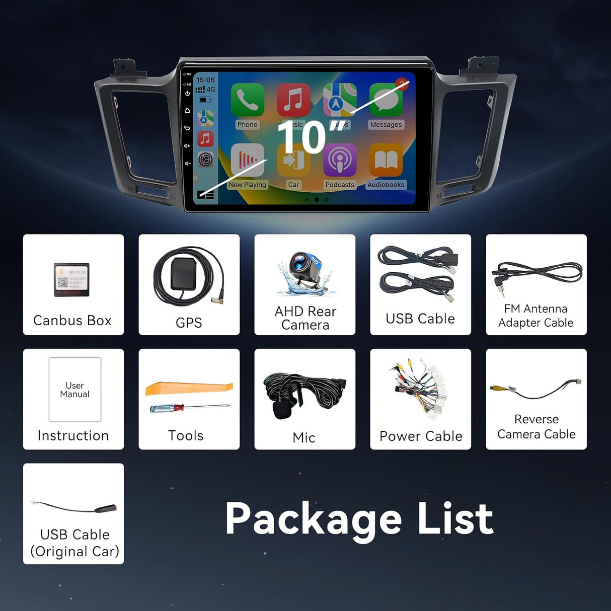 Android 13 Radio Compatible with Toyota RAV4 2013 2014 2015 2016 2017 2018, 10 Touch Screen Car Stereo Head Unit Wireless Carplay/Android Auto Mirror Link Backup Camera