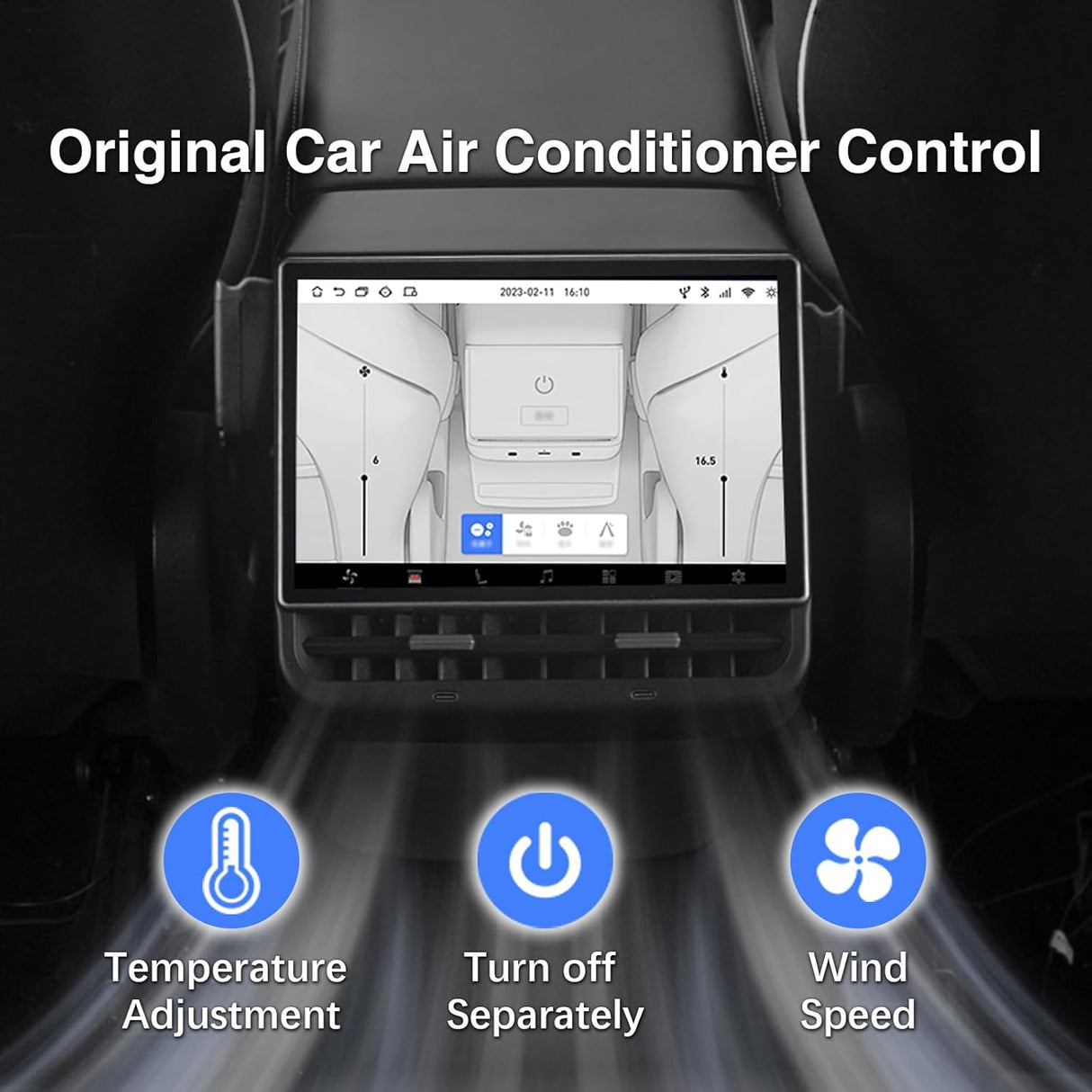 8.66" Rear Screen Compatible with Tesla Model 3 2019-2023 & Model Y 2019-2024, Android 13 4GB+64GB Rear Seat Entertainment Display Screen with Air Conditioning Control, Seat Heating,Wireless Carplay