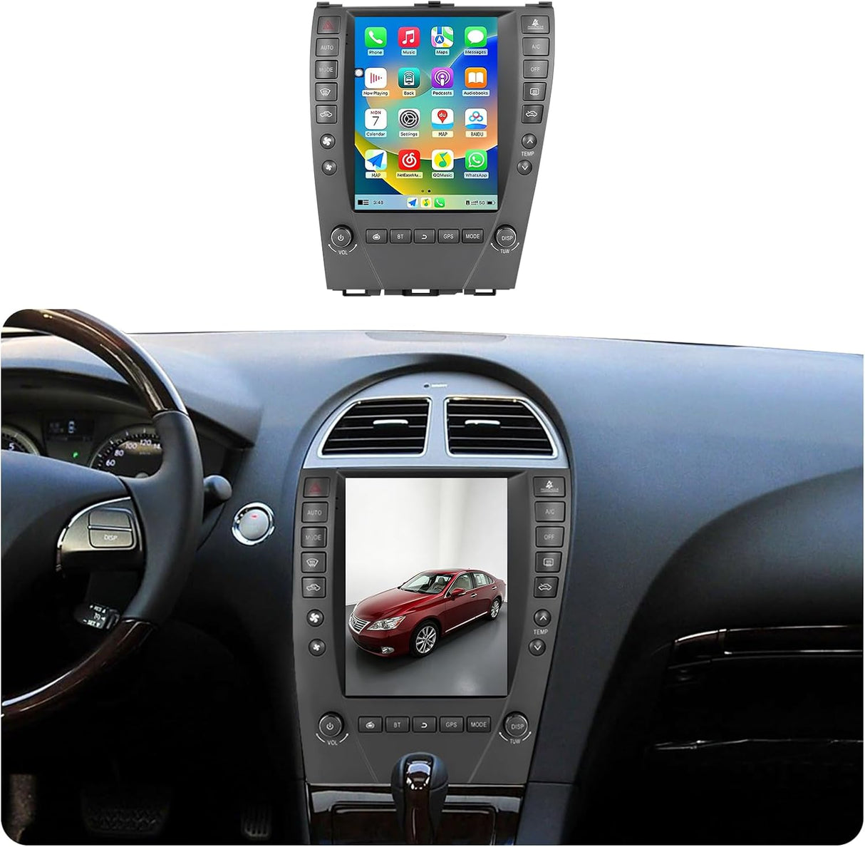 9.7" Touchscreen Android 14 Car Radio Stereo Compatible with Lexus ES350 2006 2007 2008 2009 2010 2011 2012 Wireless CarPlay & Android Auto GPS Navigation FM Radio Bluetooth, HD Backup Camera 2GB+64GB