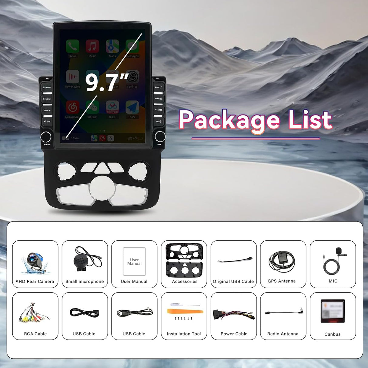 Android 13 Car Radio Stereo Compatible with Dodge Ram 1500/2500/3500 2013-2018 Upgrade with Wireless Carplay&Android Auto, GPS/SWC/Backup Camera/Seat Heating, for Manual & Auto AC (9.7 Inch)