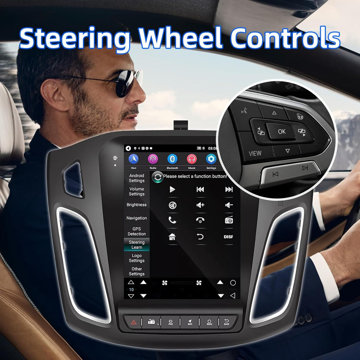 9.7 Inch Android 13 Car Radio Compatible with Ford Focus Radio 2012 2013 2014 2015 2016 2017 2018, 2+64G Car Replacement Radio with CarPlay/Android Auto，Bluetooth GPS SWC FM Backup Camera