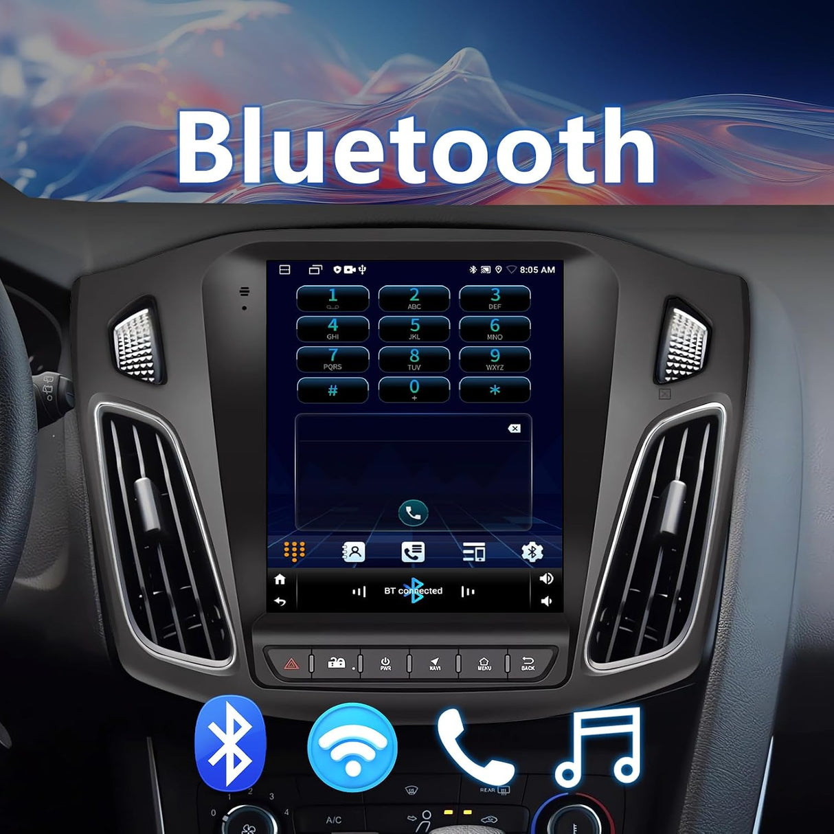 9.7 Inch Android 13 Car Radio Compatible with Ford Focus Radio 2012 2013 2014 2015 2016 2017 2018, 2+64G Car Replacement Radio with CarPlay/Android Auto，Bluetooth GPS SWC FM Backup Camera