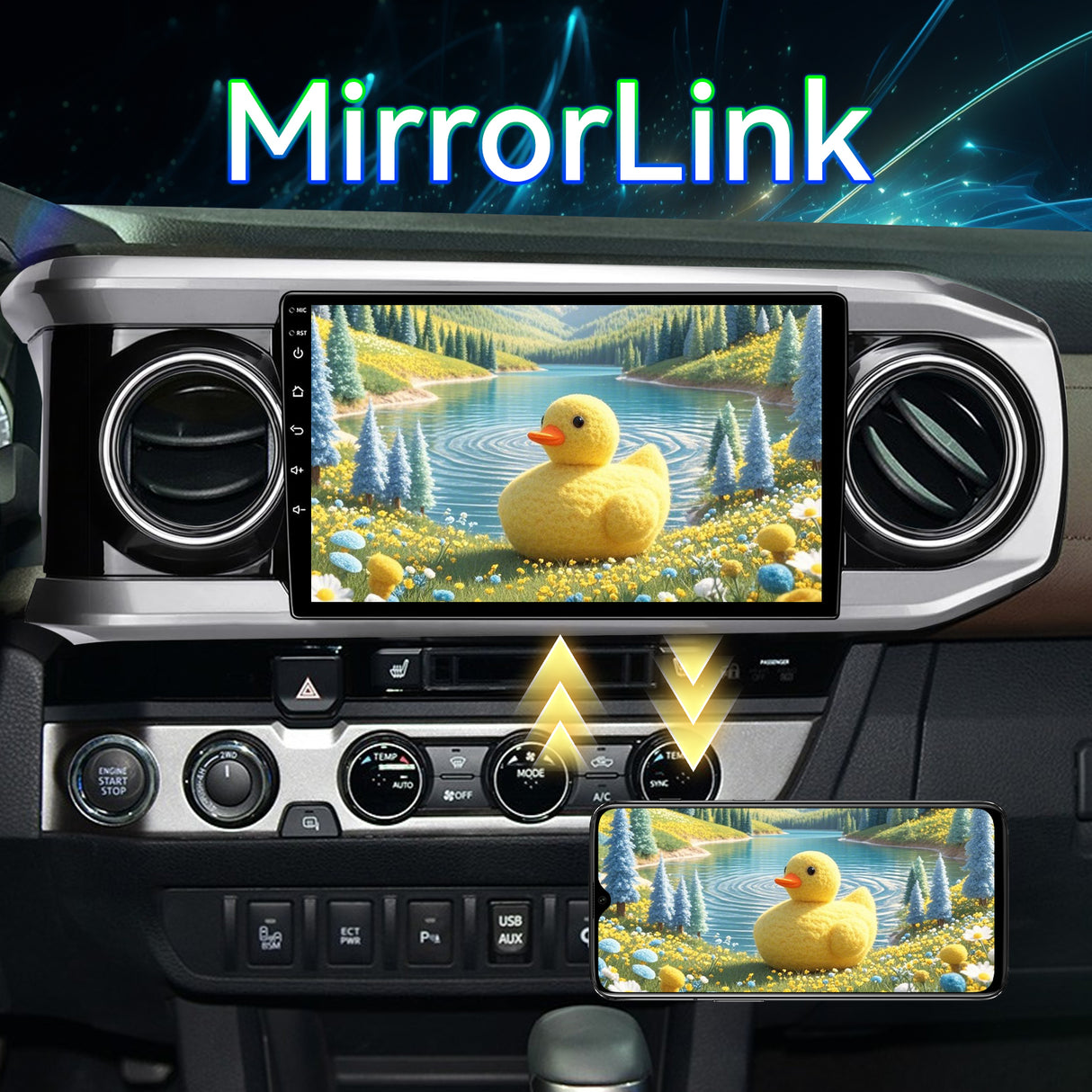 ZHNN Android 13 Car Stereo Head Unit Compatible with 3rd Gen Toyota Tacoma 2016-2022, 10 Inch Touch Screen Car Radio with Wireless CarPlay&Android Auto, GPS, FM, WiFi, Bluetooth, 1080P Reverse Camera, SWC