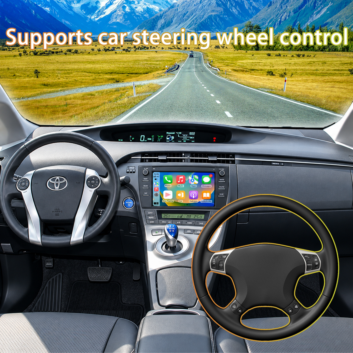 Android Car Stereo for Toyota Prius 2003-2009, 9’’ Touch Screen Radio Receiver, Support Wireless Apple CarPlay, Android Auto