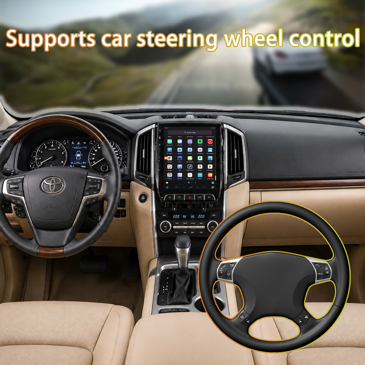 Android Car Stereo for Toyota Land Cruiser 2016-2020, 8-Core 8G+128G Touchscreen Head Unit, Wireless CarPlay & Android Auto, GPS Navigation, Bluetooth Audio, Built-in DSP Multimedia Player