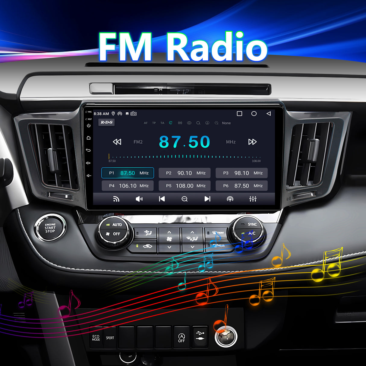 Car Stereo Radio Compatible with Toyota RAV4 2013 2014 2015 2016 2017 2018,Android 13 Head Unit,10 Inch IPS Touch Screen/WiFi/Bluetooth/Wireless Carplay Android Auto/GPS/Mirror Link/AHD Rear Camera