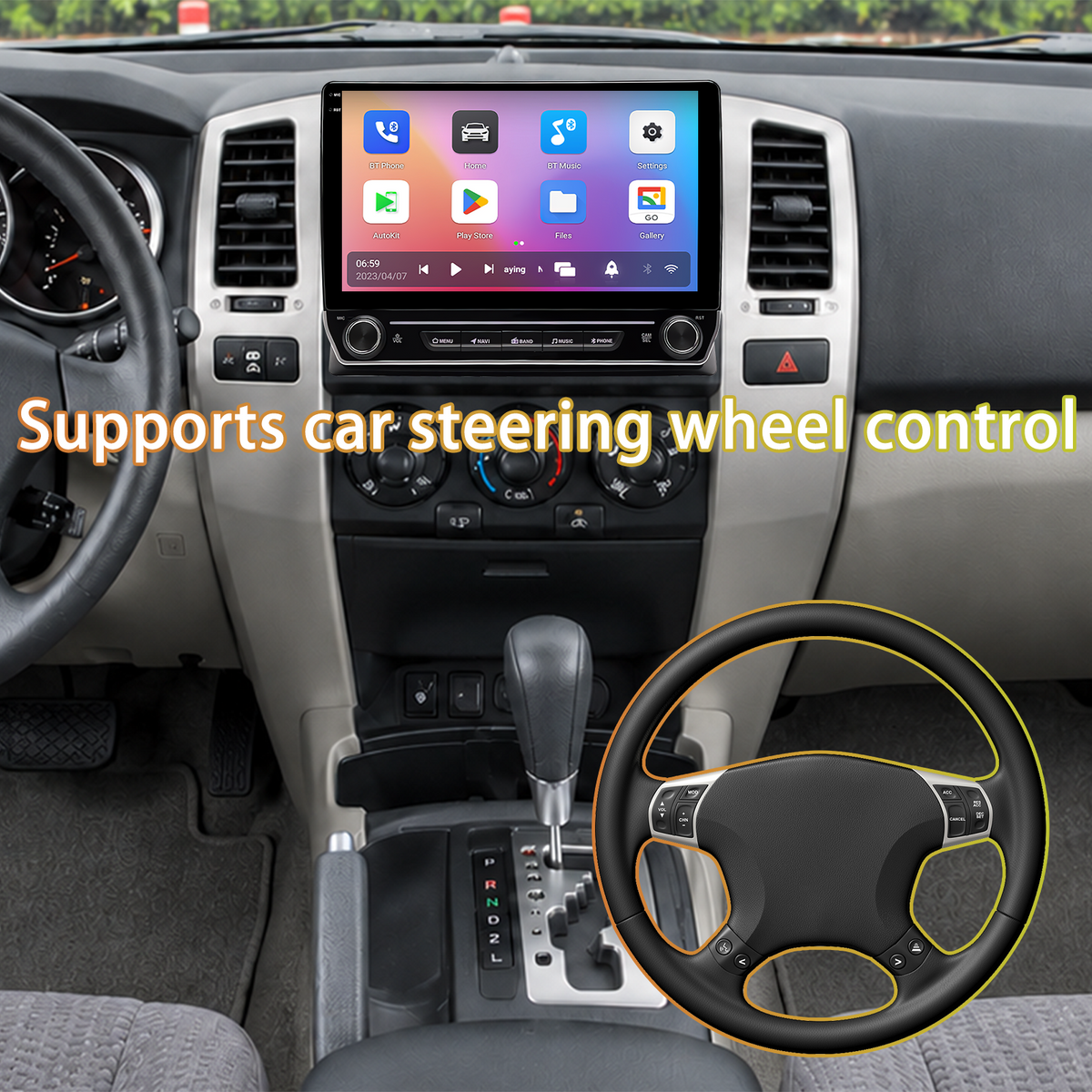 10" Touchscreen Android Car Radio Compatible with Toyota 4Runner 2003-2009, Wireless Apple CarPlay & Android Auto, GPS Navigation, Bluetooth Hands-Free, FM Receiver, HD Backup Camera Input, 2+64GB
