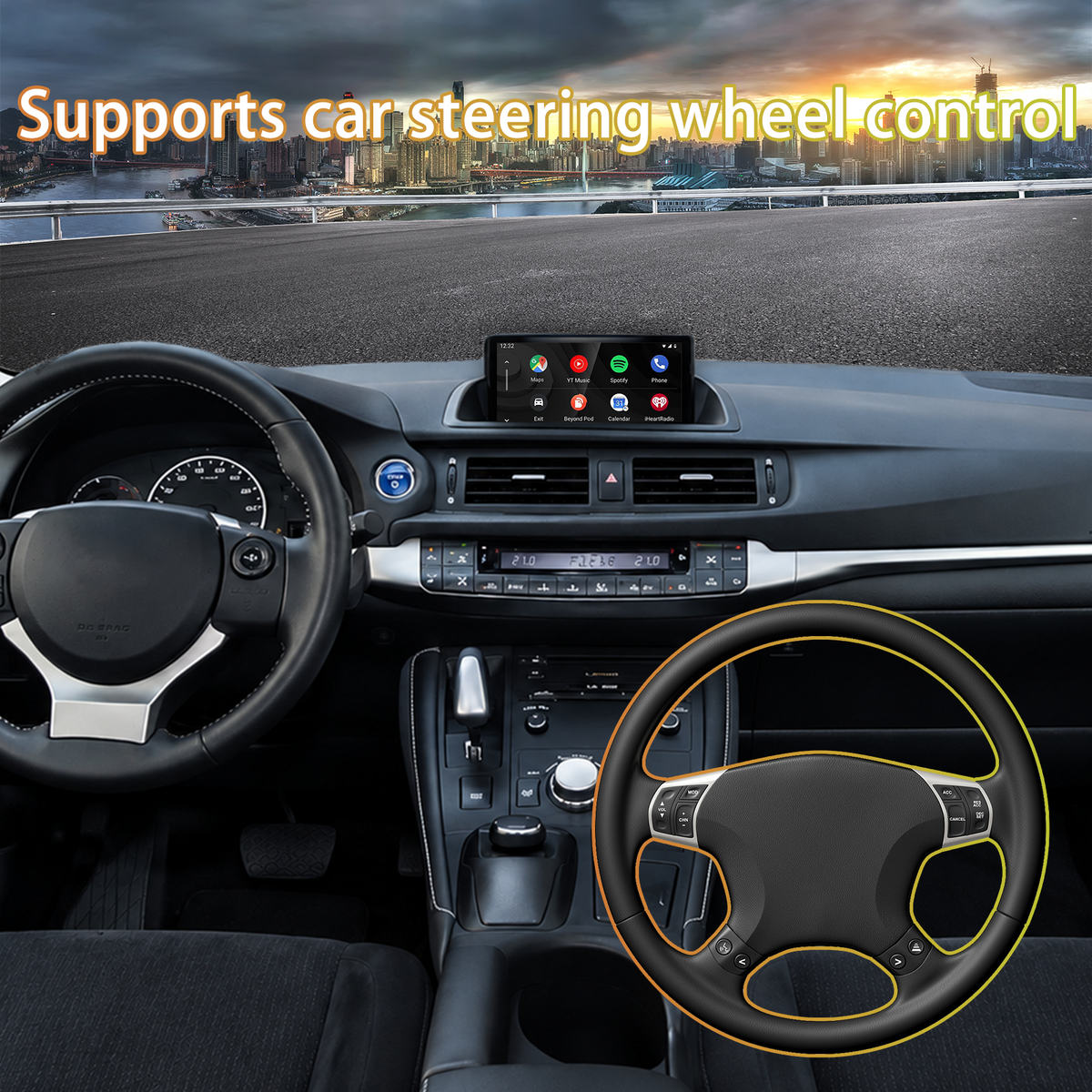 【4GB+64GB】for Lexus CT200 2011-2018 Android 15 Car Stereo with Wireless CarPlay & Android Auto, 9 Inch HD Touchscreen, Bluetooth, FM/RDS Radio, WiFi, GPS Navigation, SWC, AHD Rear View Camera