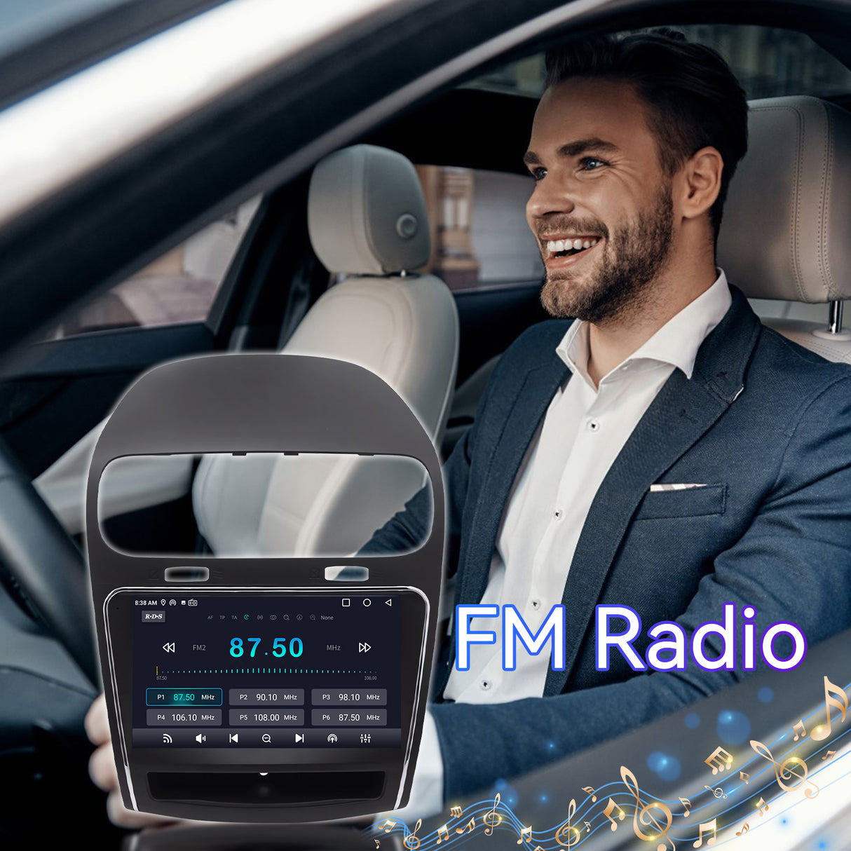Car Radio for Dodge Journey 2011-2019: [2Core 64G ROM] 9'' HD Touch Screen Stereo with Wireless Carplay Android Auto GPS Bluetooth FM RDS SWC Mirror Link Backup Camera 5G WiFi