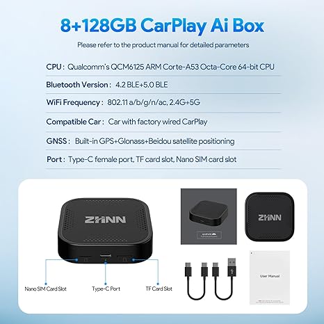 CarPlay AI Box for Cars with Wired Carplay/Android Auto