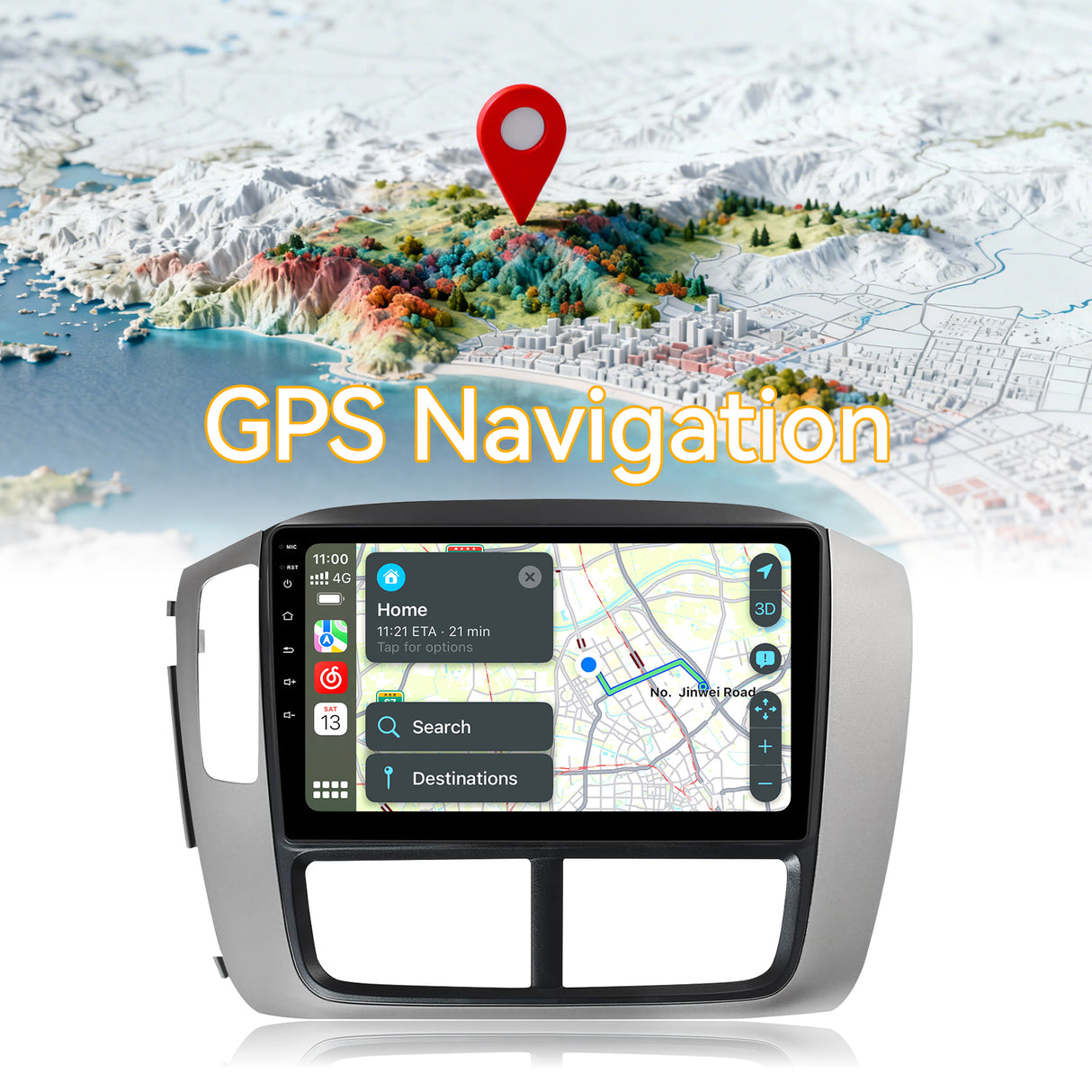 9-Inch Android 13 Car Stereo Head Unit for Honda Pilot 2006-2008, Wireless CarPlay&Android Auto, GPS Navigation, FM Radio, WiFi, Bluetooth, Reverse Camera, SWC, Wireless Sync, Engineer Help