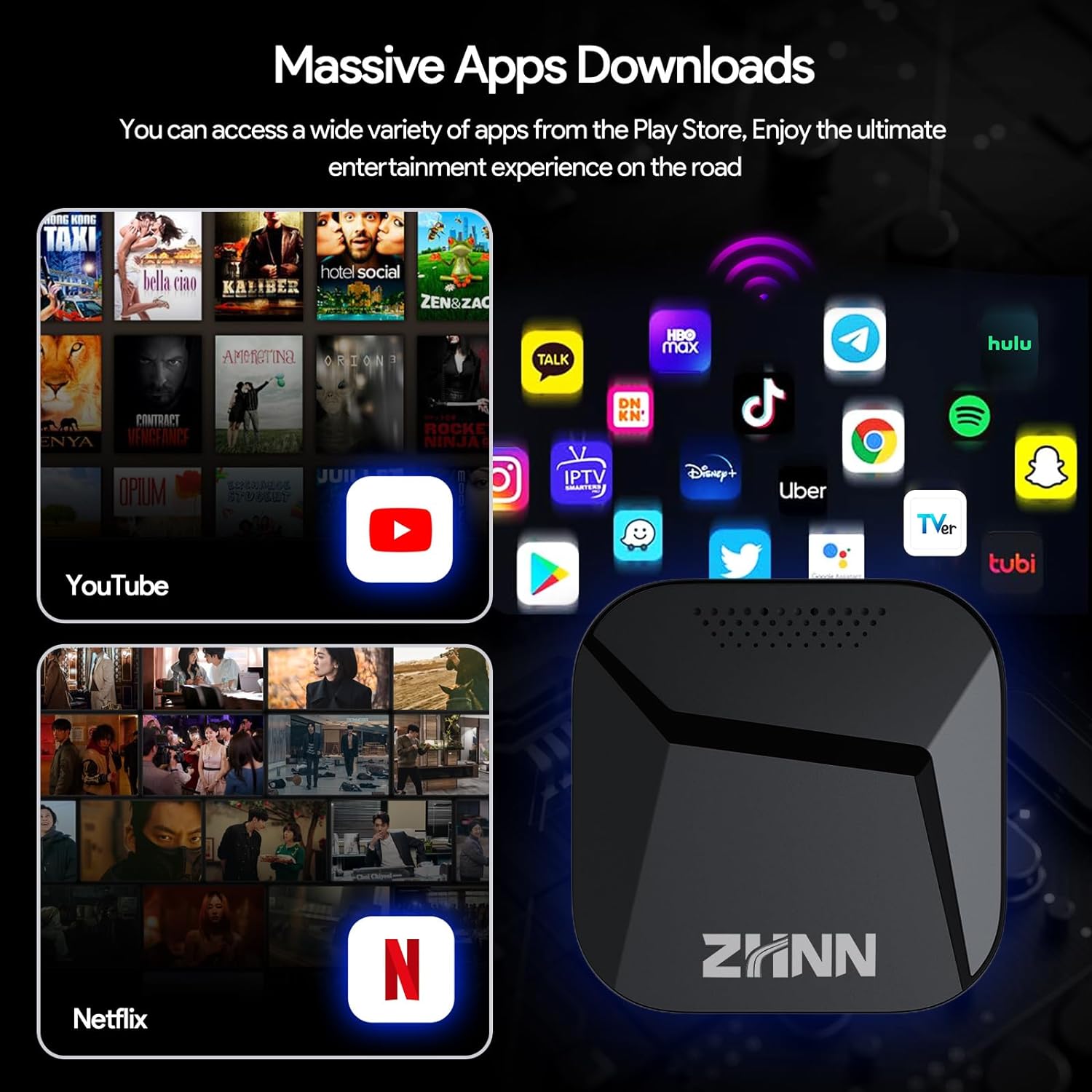 ZHNN CarPlay AI Box Y1P for OEM CarPlay/Android Auto Car Radio