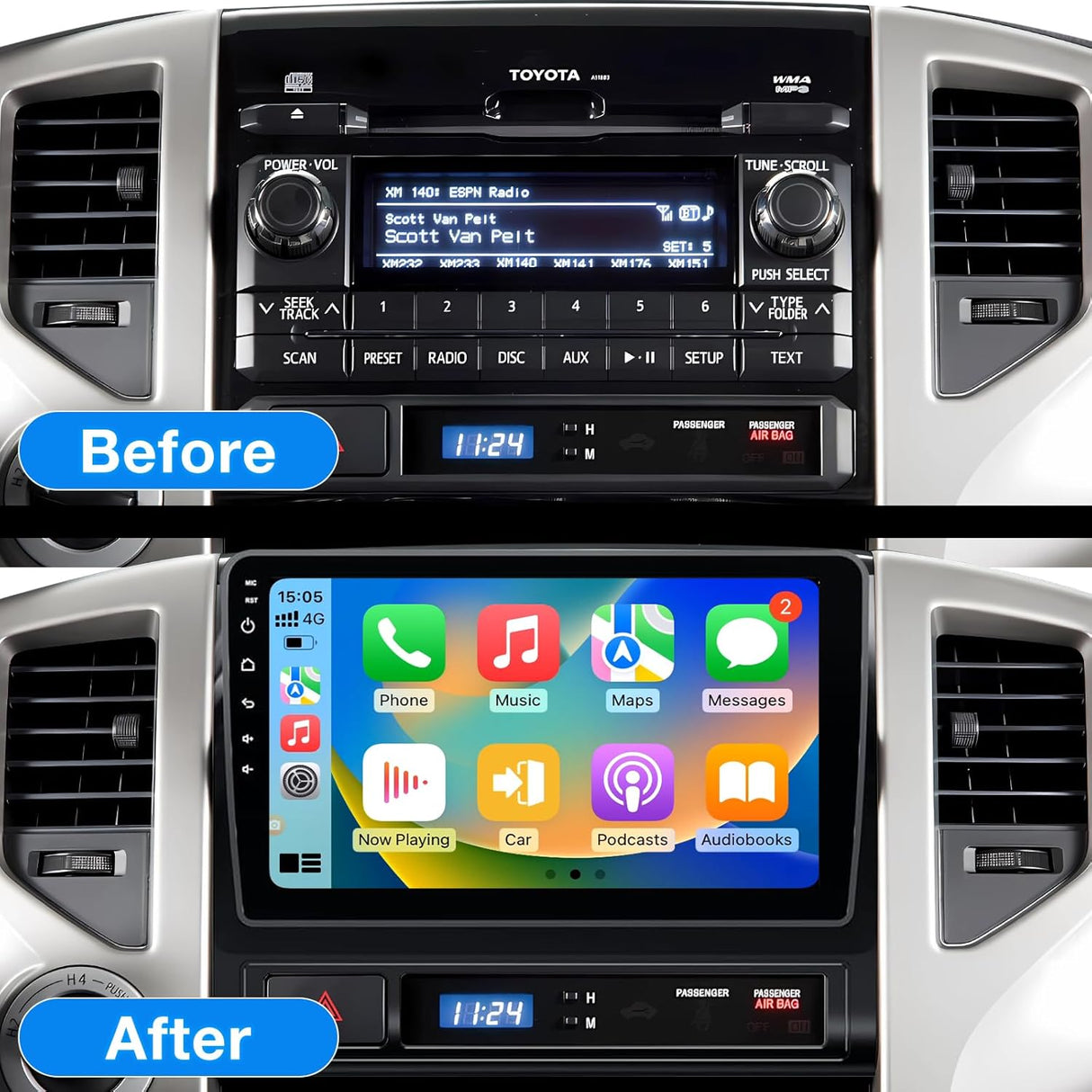 10 Inch Car Stereo Radio Compatible with Toyota Tacoma 2005-2015, Android 13 2+64G Wireless CarPlay Android Auto Car Radio Replacement with GPS/SWC/Backup Camera