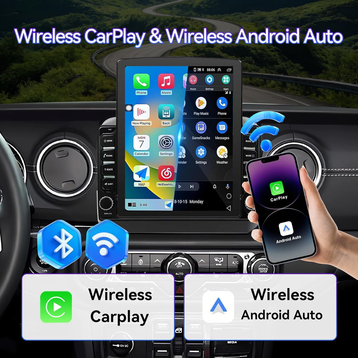 9.7 Inch Car Radio Stereo Compatible with Jeep Wrangler JL 2018-2021/Gladiator JT 2020 2021,Android Car Radio with CarPlay &Android Auto GPS Navigation SWC Backup Camera (2G+64G)