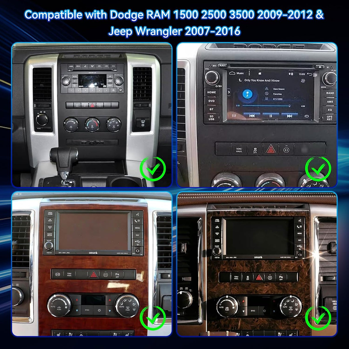 Android 14 Car Radio Stereo Compatible with Dodge RAM 1500 2500 3500 2009 2010 2011 2012, 9.7" Car Stereo with Wireless CarPlay Android Auto WiFi FM Bluetooth GPS Backup Camera Radio Upgrade 2+64G