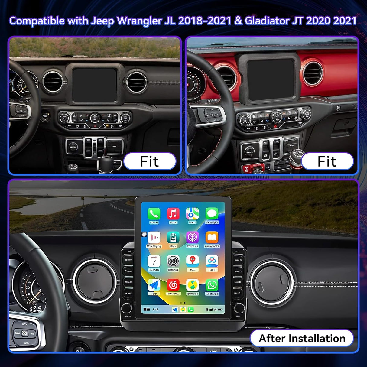 9.7 Inch Car Radio Stereo Compatible with Jeep Wrangler JL 2018-2021/Gladiator JT 2020 2021,Android Car Radio with CarPlay &Android Auto GPS Navigation SWC Backup Camera (2G+64G)