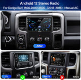 Android 13 Car Stereo Compatible with Dodge Ram 1500/2500/3500 2013-2018,Navigation GPS Touch Screen Radio Head Unit with Wireless CarPlay/Android Auto(Manual AC)