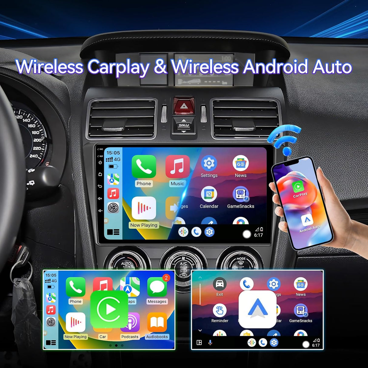 Android 13 Car Radio Compatible with Subaru Forester WRX Impreza STi 2016 2017 2018, 9" 2+64G Touch Screen Car Stereo with Wireless CarPlay Android Auto/WiFi/Bluetooth/GPS/Backup Camera