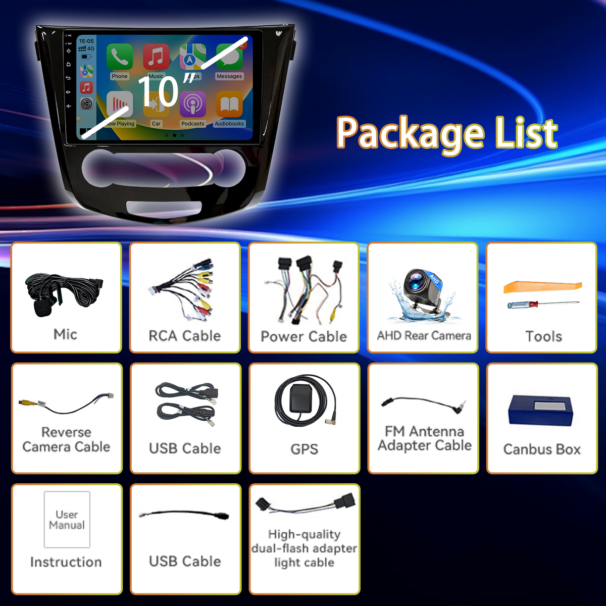 Android 13 Car Radio for 2014-2018 Nissan X-Trail, Qashqai, Rogue, Built-in Wireless Apple CarPlay & Android Auto